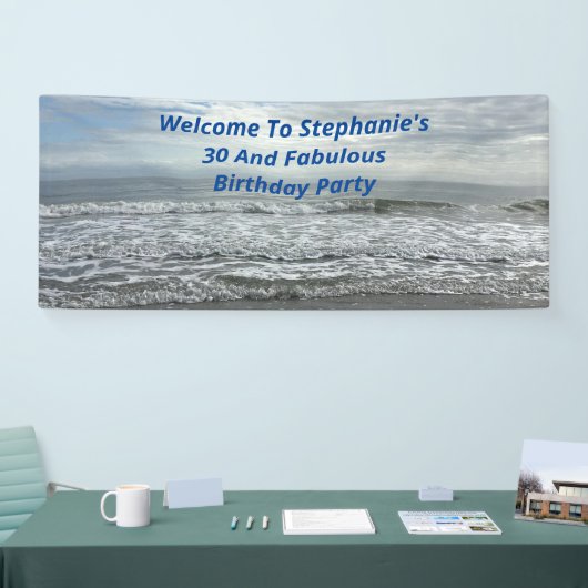 30 en verbluffend strand Ocean Blue White Gray Wav Spandoek (Beurs)