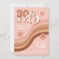 30 est une Vibe Retro Daisy Pink Invitation Annive