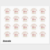 30 & Fabulous Birthday Red Gold Confetti Ronde Sticker (Vel)