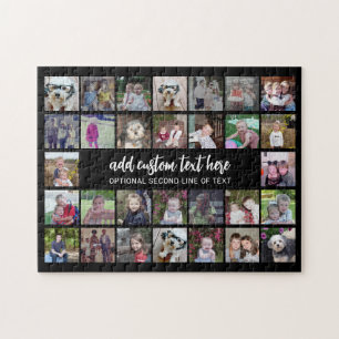 30 Foto Collage Grid - 2 tekstvakken - zwart wit Legpuzzel