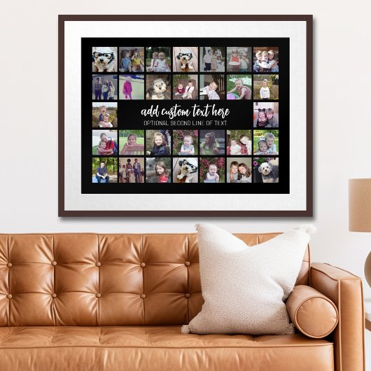 30 Foto Collage Grid - 2 tekstvakken - zwart wit Poster