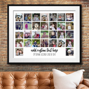 30 Foto Collage Grid - 2 tekstvakken - zwart wit Poster