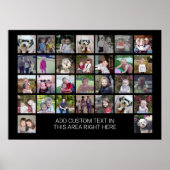 30 Foto Collage Grid - Tekstvak - zwart wit Poster (Voorkant)