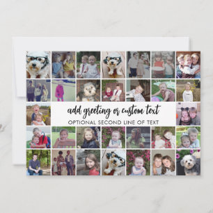 30 foto-collagerooster - 2 tekstvakken - zwart wit feestdagenkaart