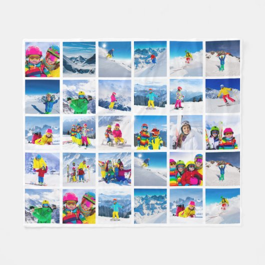 30 Fotogrid Collage Wit Fleece Deken (Voorkant (Horizontaal))