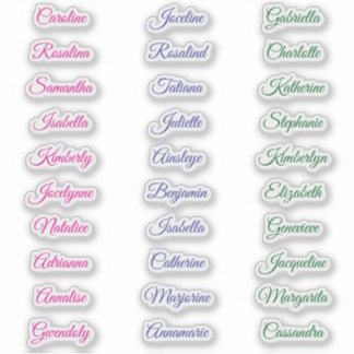 30 Gast voornamen Calligrafie Elegant schrift Sticker