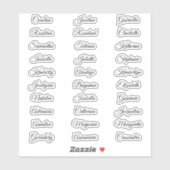 30 Gast voornamen Calligrafie Elegant script Sticker (Vel)