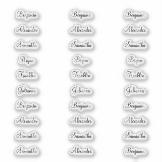 30 gastennamen minder dan 1 inch breed sticker (Voorkant)