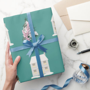 30 in x 6 ft Turquoise, glanzend kerstpapier Cadeaupapier