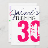 30 Invitation d'anniversaire Neon et gris (Devant / Derrière)