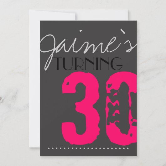 30 Invitation d'anniversaire Neon et gris (Devant)