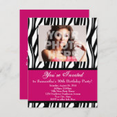 30 Invitations Personnalisées Pink Zebra Swirl (Devant / Derrière)