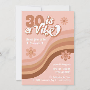 30 is een Vibe Retro Daisy Pink Birthday Uitnodigi Kaart