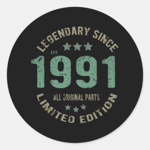 30 jaar oud op dag 1991 legend sinds 30 september ronde sticker