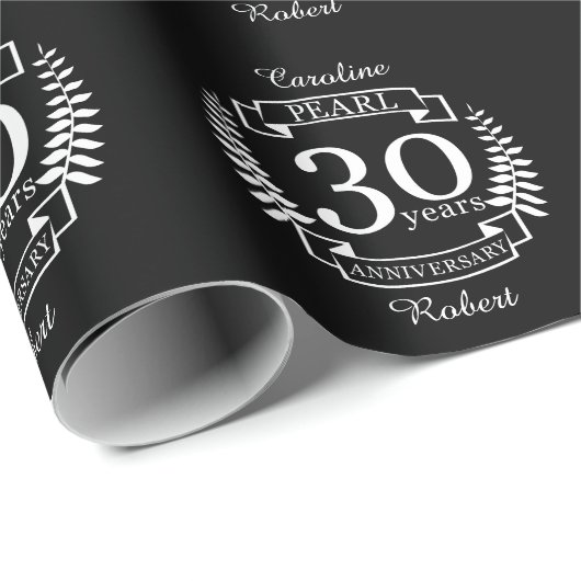 30 jaar Pareldag van de 30e bruiloft Cadeaupapier (Rol Hoek)