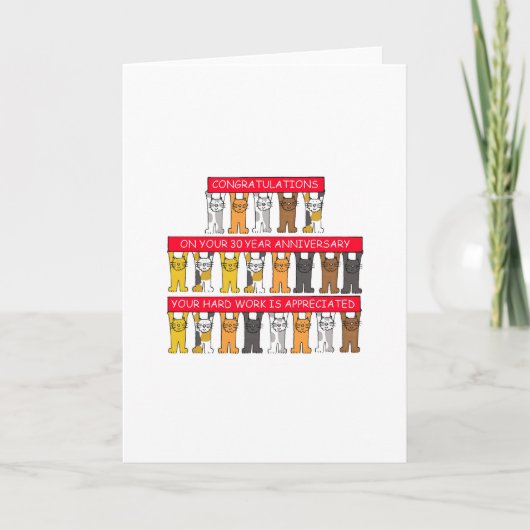30 jaar werk Jubileum Gefeliciteerd Schattige Cats Kaart (Voorkant)