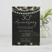 30-jarig jubileumfeest Rustic hout lichten Kaart (Staand voorkant)