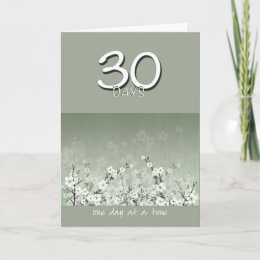 30 Jours Sober Fleurs propres Carte Anniversaire (Devant)