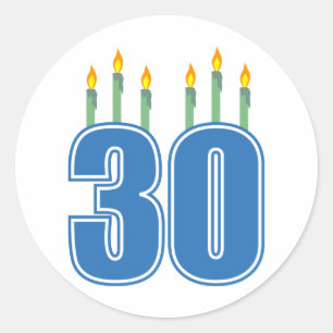 30 kaarsen (blauw/groen) ronde sticker