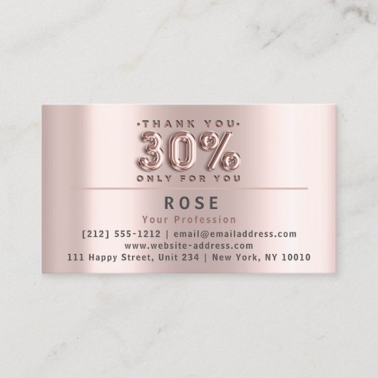 30% korting Logo Dank Roos Amerikaanse vlag Afsprakenkaartje (Voorkant)