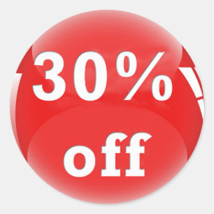 30% korting (percentage) Ronde glanzende sticker