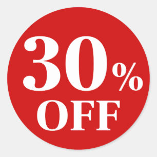 30% KORTING Rode Achtergrond Klassieke Ronde Stick Sticker