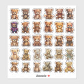 30 mini ours en peluche Stickers (Feuille)