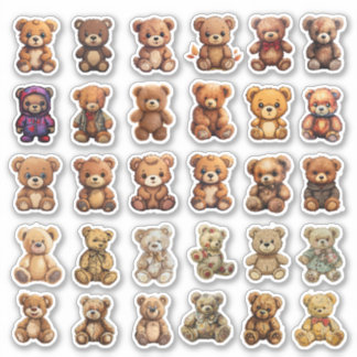 30 mini teddybeer Stickers