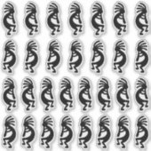 30 Modern Black Kokopelli Shapes Sticker (Voorkant)