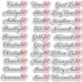 30 namen aangepaste gastlijst kalligrafie perzik h sticker (Voorkant)