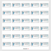 30 noms individuels Stickers Papillon bleu (Feuille)
