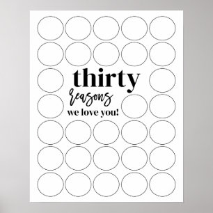 30 redenen waarom we van je houden Verjaardag Vul  Poster