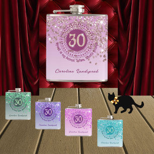 30 & Roos Gouden Glitter & Drink Quote Heupfles