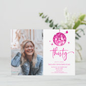 30 Roze Discobal Foto 30e verjaardagsfeest Kaart (Staand voorkant)