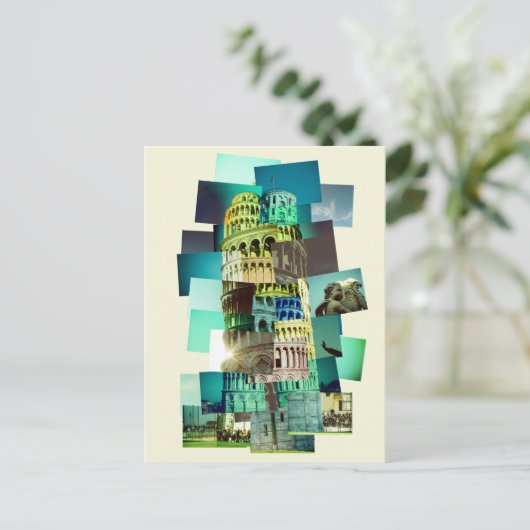 30 shots van Pisa (gele achtergrond) Briefkaart (Staand voorkant)