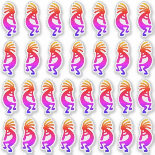 30 Southwest Rainbow Ombre Kokopelli Silhouettes Sticker (Voorkant)