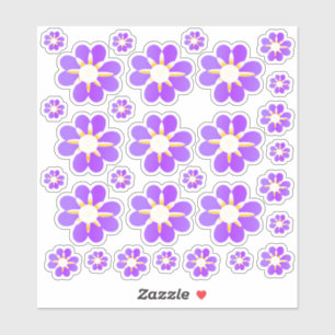 30 Stickers à fleurs violettes