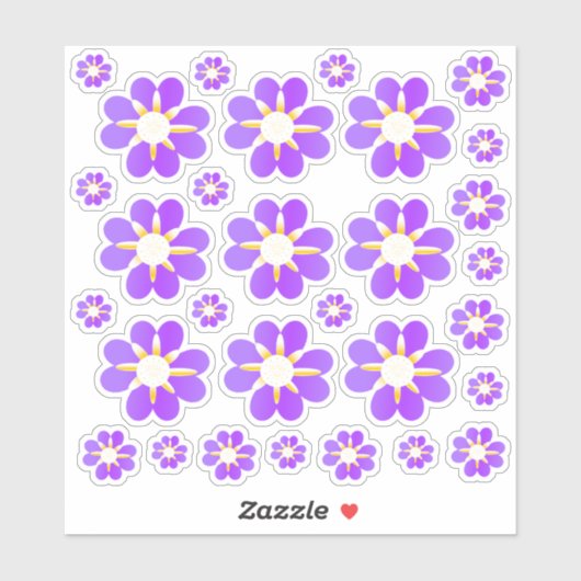 30 Stickers à fleurs violettes (Feuille)