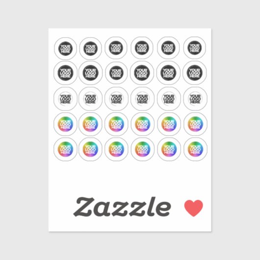 30 Stickers Logo Personnalisés Minuscules et clair (Feuille)