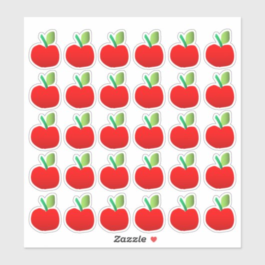 30 Stickers Pommes Rouges (Feuille)