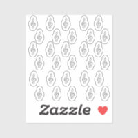 30 Stickers Silver Metallic 3D Music Treble Clef