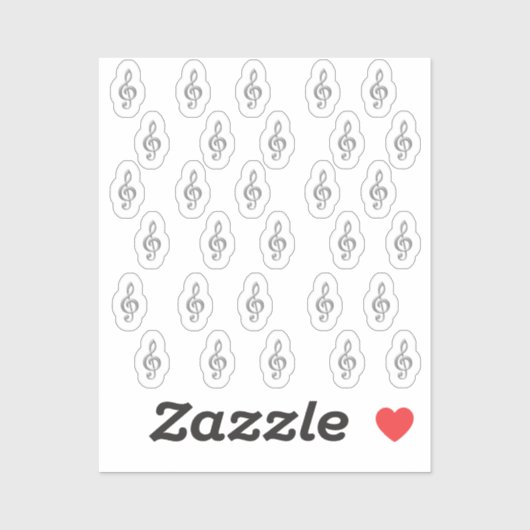 30-stickers Silver Metallic 3D Music Treble Clef Sticker (Vel)
