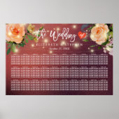 30 Tabel Bourgogne Rode Floral Wedding Seating Cha Poster (Voorkant)