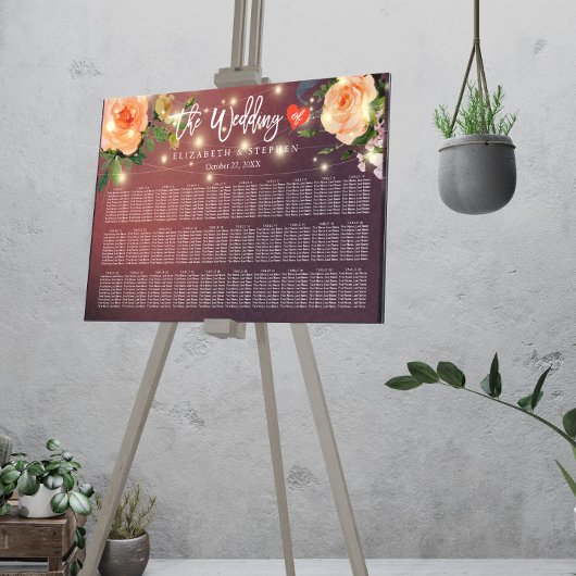 30 Tabel Bourgogne Rode Floral Wedding Seating Cha Poster