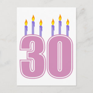 30 verjaardagskaarsen (roze / Paarse) Briefkaart