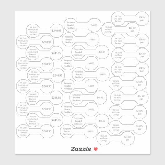 30 Witte Sieraden Prijslabel Barbell Sticker Set (Vel)