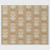 30 "x15" Kraft Rood & Wit Naam van de Kerstman Cadeaupapier (Vlak)