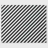 30 x 6 matte zwarte witte diagonale strepen cadeaupapier (Vlak)
