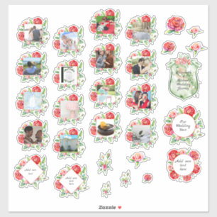 30 x WEDDING Journal Planner Red Roses Foto Tekst Sticker