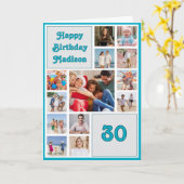 30 years (or any age) birthday photo collage kaart (Gele Bloem)